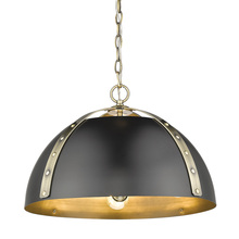 Golden 6928-3P AB-BLK - Aldrich AB 3 Light Pendant in Aged Brass