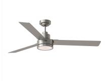 Generation Lighting 3JVR58BSD - Jovie 58" Dimmable Indoor/Outdoor Integrated LED Brushed Steel Ceiling Fan with Light Kit, Handh