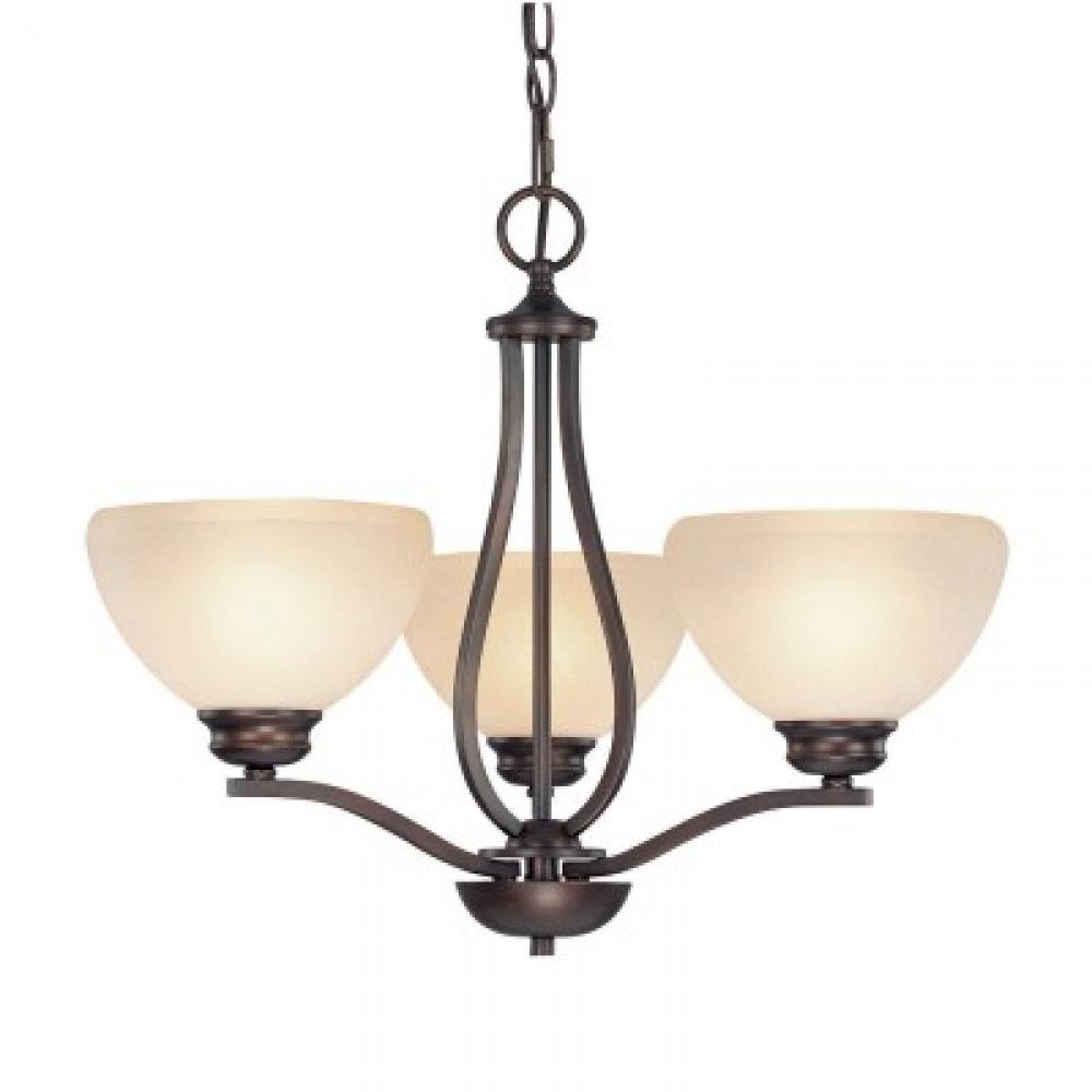 Three Light Burnished Bronze Up Chandelier