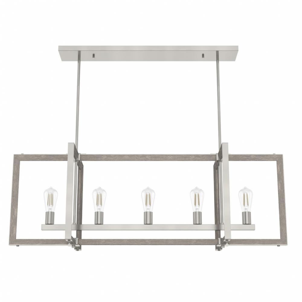 Hunter Woodburn Brushed Nickel 5 Light Chandelier Ceiling Light Fixture