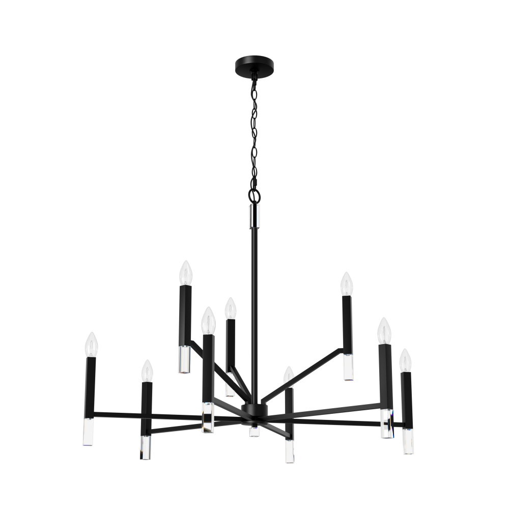 Hunter Sunjai Matte Black 9 Light Extra Large Chandelier Ceiling Light Fixture