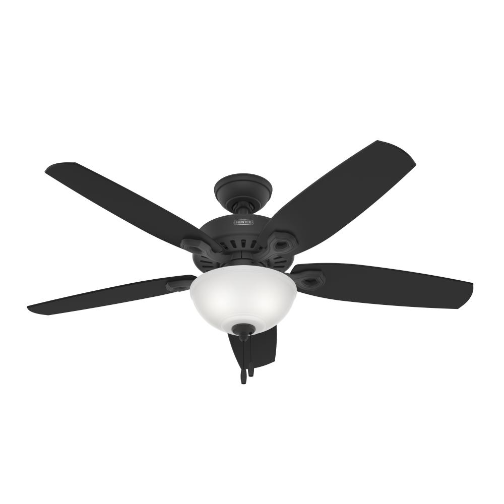 Hunter 52 inch Builder Matte Black Ceiling Fan with LED Light Kit and Pull Chain