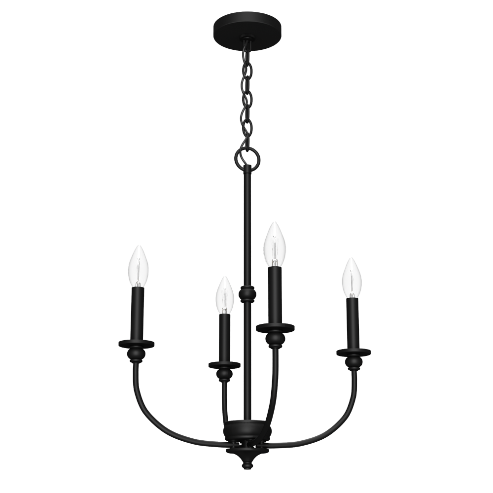 Hunter Southcrest Matte Black 4 Light Chandelier Ceiling Light Fixture