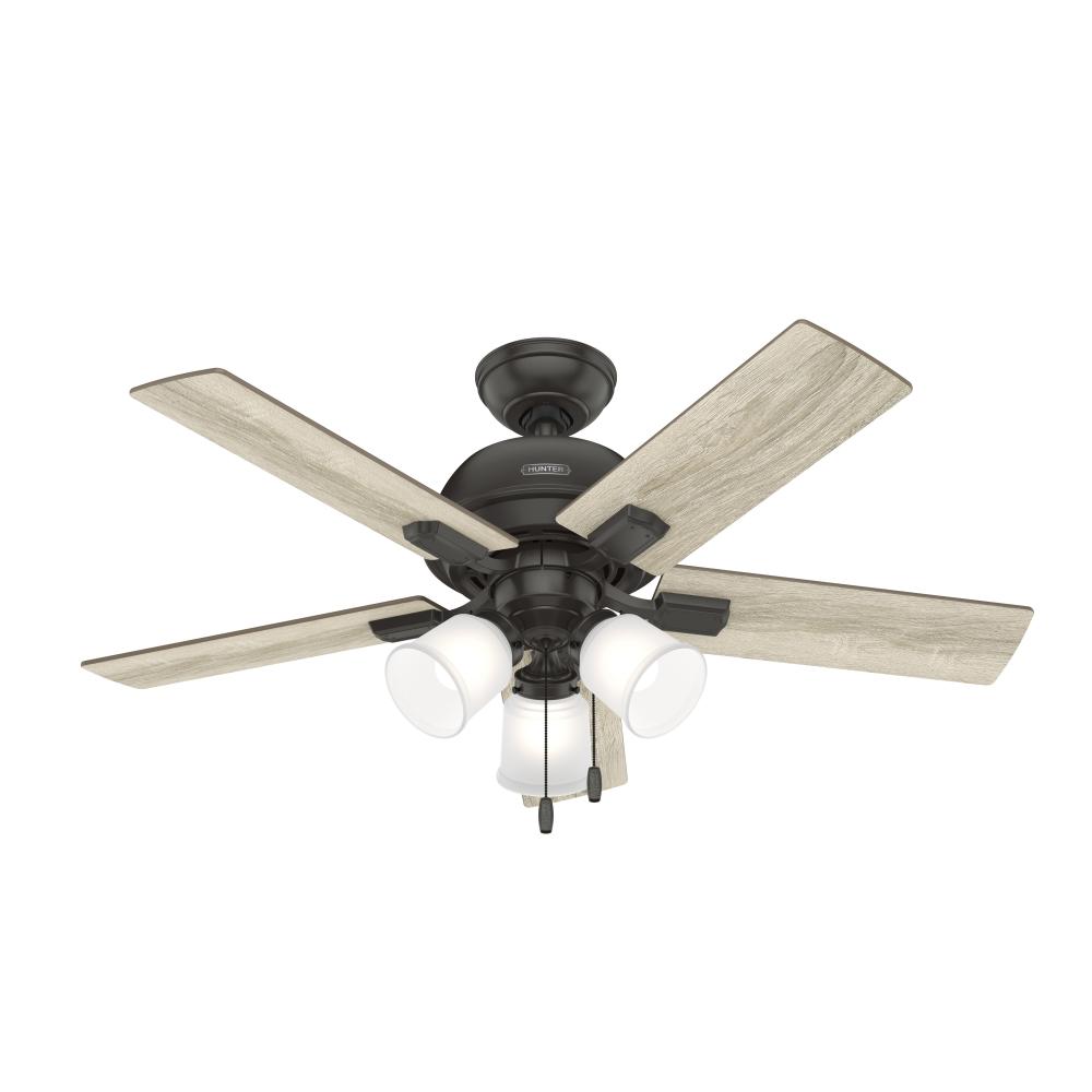 Hunter 44 inch Crystal Peak Noble Bronze Ceiling Fan with LED Light Kit and Pull Chain