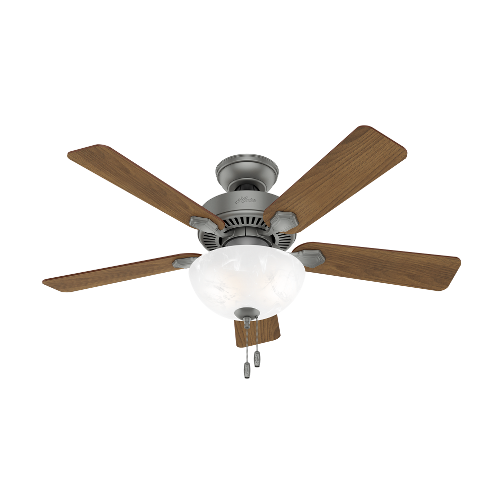 Hunter 44 inch Swanson Matte Silver Ceiling Fan with LED Light Kit and Pull Chain