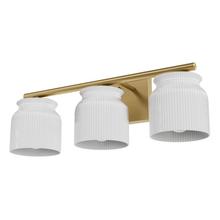 Hunter 13185 - Hunter Harlowe Luxe Gold with Cased White Glass 3 Light Bathroom Vanity Wall Light Fixture