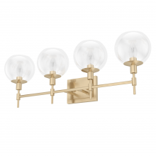 Hunter 19765 - Hunter Xidane Alturas Gold with Clear Glass 4 Light Bathroom Vanity Wall Light Fixture