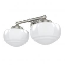 Hunter 19506 - Hunter Saddle Creek Brushed Nickel with Cased White Glass 2 Light Bathroom Vanity Wall Light Fixture