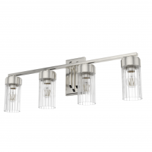 Hunter 19687 - Hunter Gatz Brushed Nickel with Clear Fluted Glass 4 Light Bathroom Vanity Wall Light Fixture