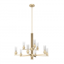 Hunter 19787 - Hunter Gatz Alturas Gold with Clear Fluted Glass 9 Light Chandelier Ceiling Light Fixture