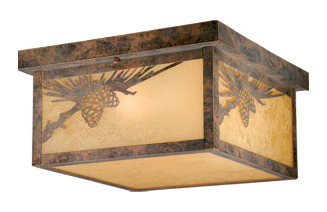 Whitebark 11.5-in Outdoor Flush Mount Ceiling Light Olde World Patina