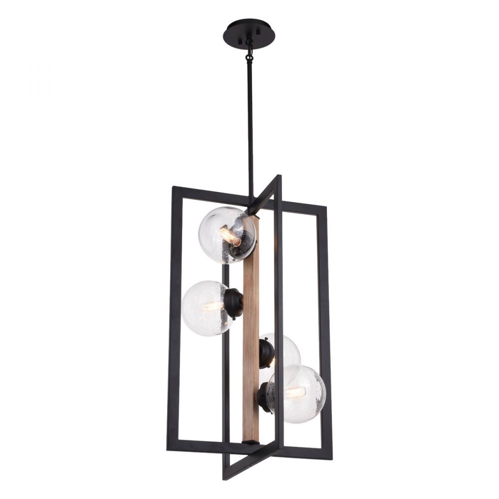 Bridgeview 16-in. 4 Light Pendant Oil Rubbed Bronze and Light Walnut