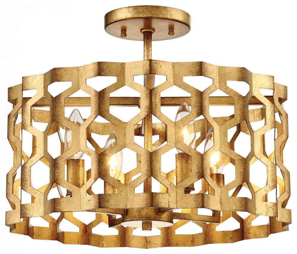 4 LIGHT SEMI FLUSH (CONVERTIBLE TO PENDANT)