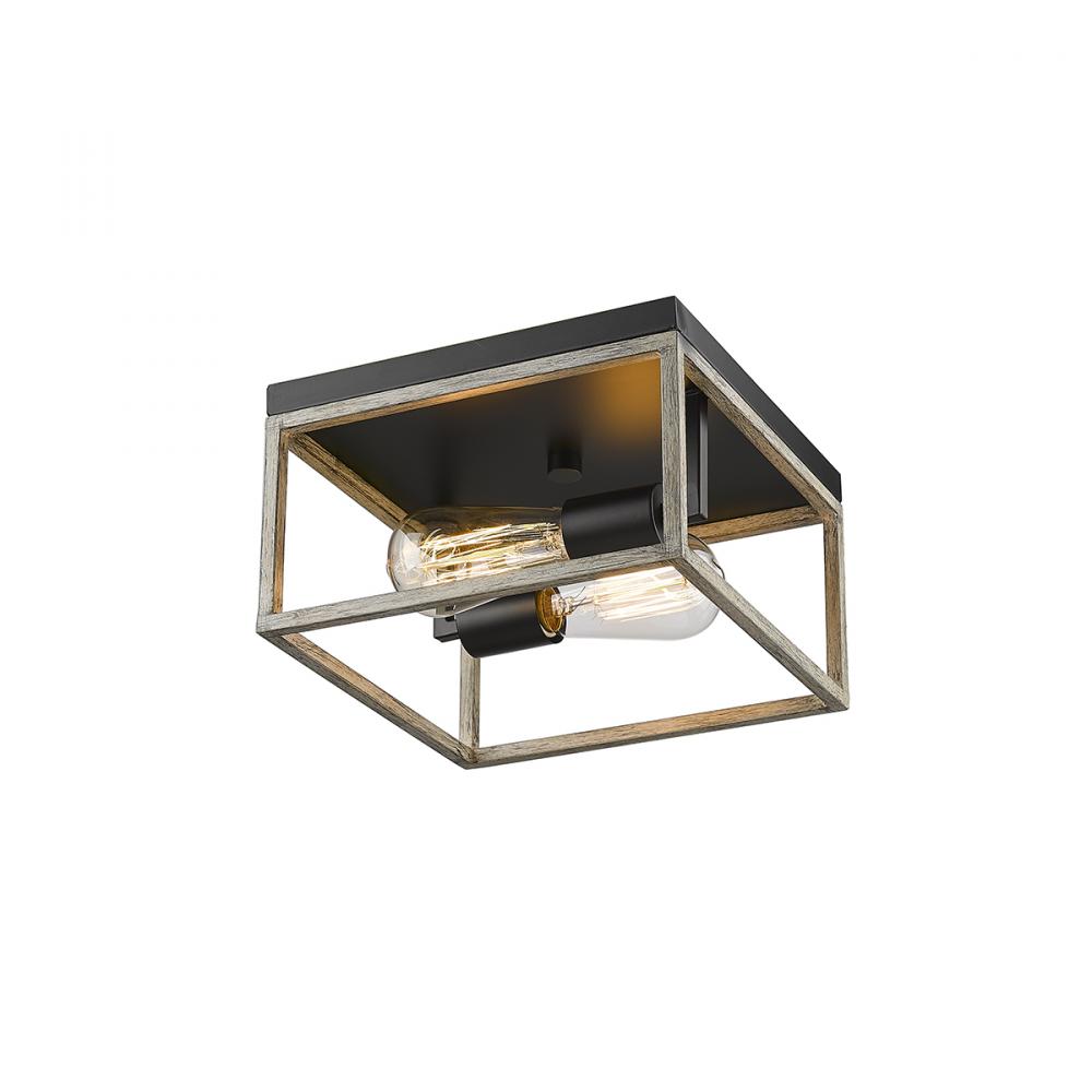 Bonnie 2-Light Flushmount Ceiling Light Matte Black Grey Wood