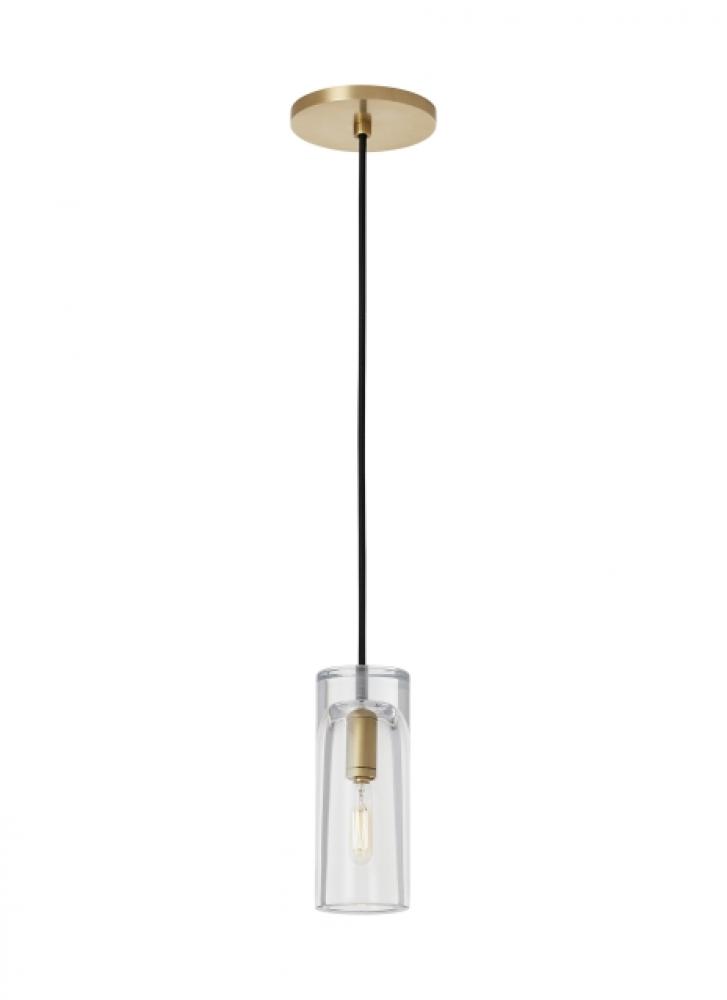 Sean Lavin Horizon 1-light dimmable small accent pendant with natural brass finish and glass shade