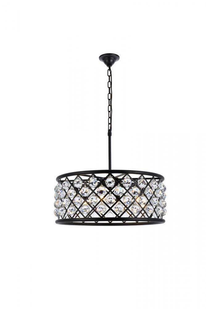 Madison 6 Light Matte Black Chandelier Clear Royal Cut Crystal