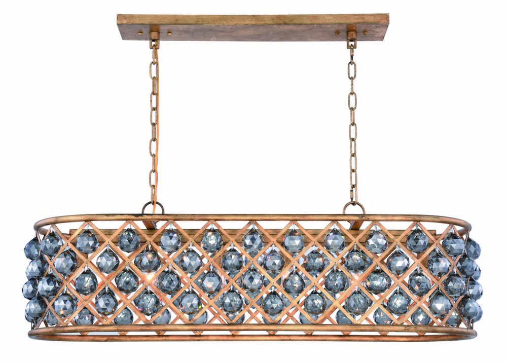 Madison 6 light Golden Iron Chandelier Silver Shade (Grey) Royal Cut Crystal