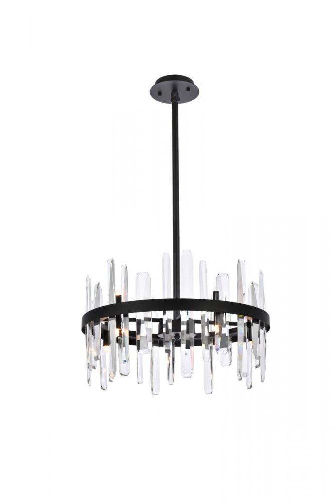 Serena 20 Inch Crystal Round Pendant in Black