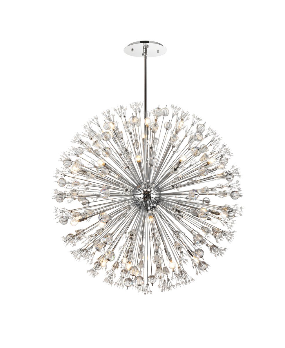 Vera 50 Inch Crystal Starburst Round Pendant in Chrome