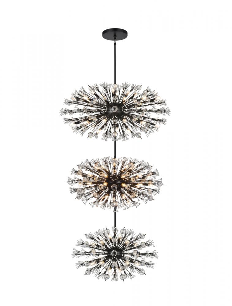 Vera 48 inch three tiers crystal starburst chandelier in black