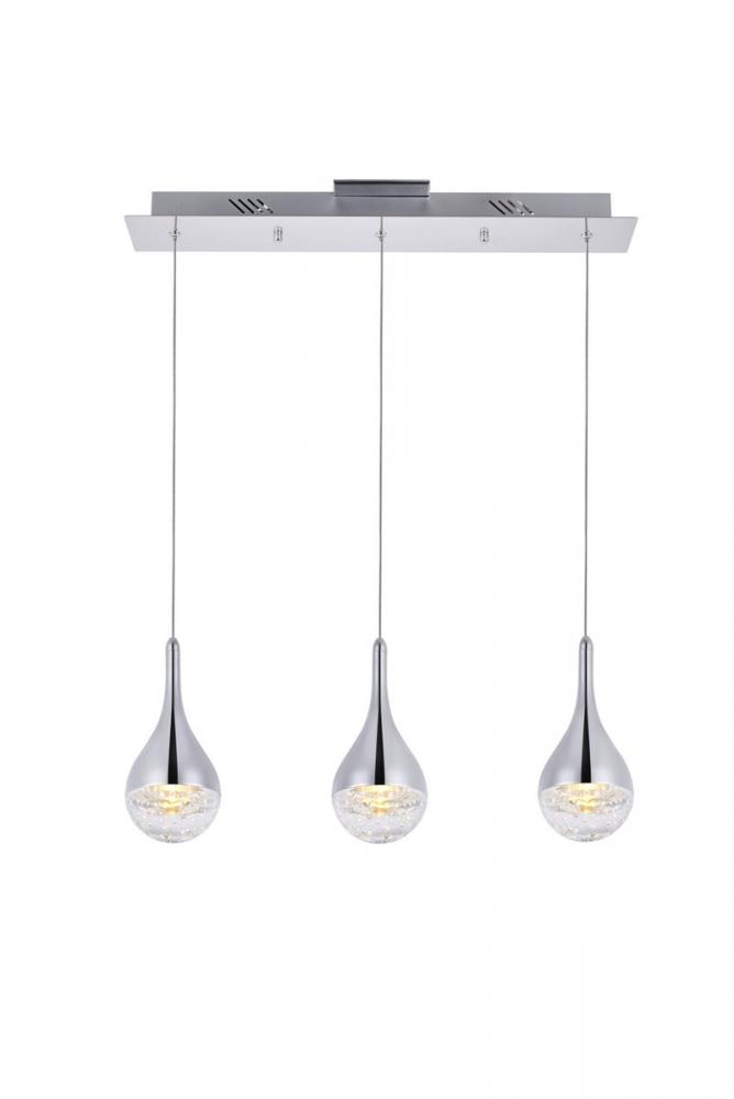 Amherst Collection LED 3 - Light Chandelier 24in X 4in X 9in Chrome Finish