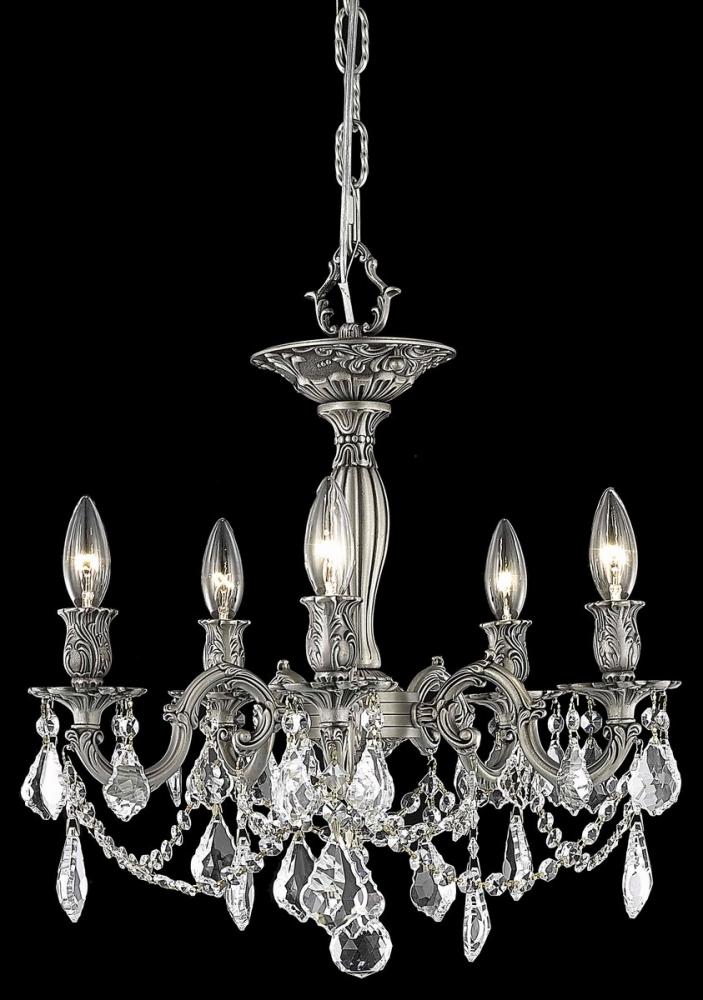 Rosalia 5 Light Pewter Flush Mount Clear Royal Cut Crystal