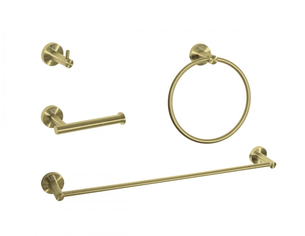 Freya 4-Piece Bathroom Hardware Set in Brushed Gold