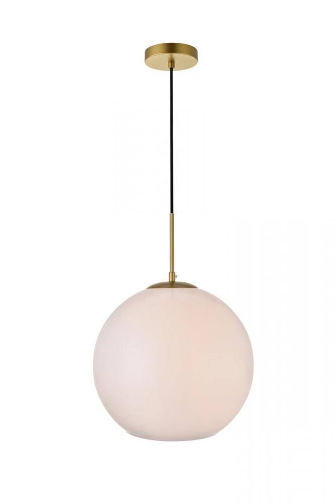 Baxter 1 Light Brass Pendant With Frosted White Glass