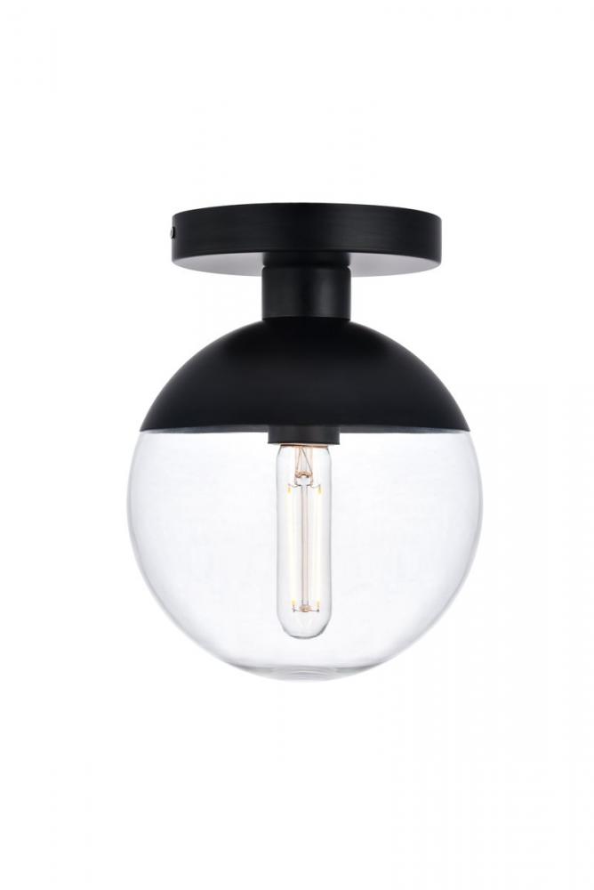 Eclipse 1 Light Black Flush Mount With Clear Glass