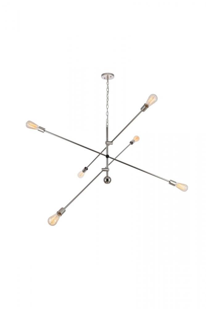 Axel 6 Lights Polished Nickel Pendant