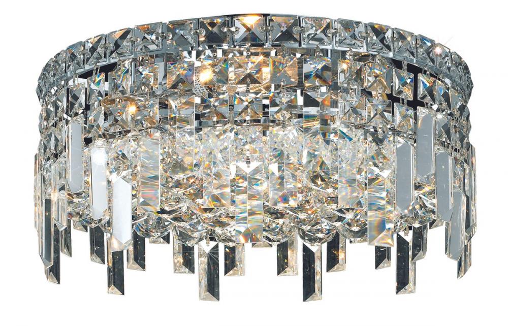 MaxIme 4 Light Chrome Flush Mount Clear Royal Cut Crystal