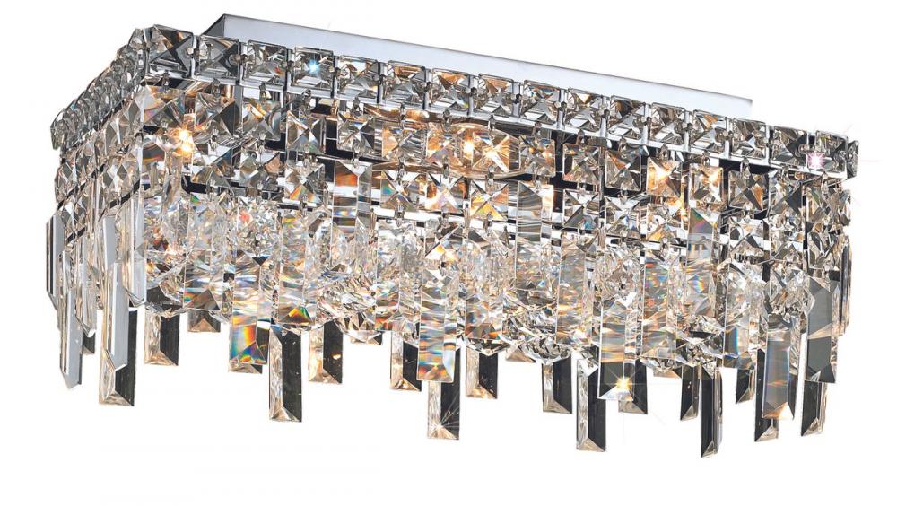 MaxIme 4 Light Chrome Flush Mount Clear Royal Cut Crystal