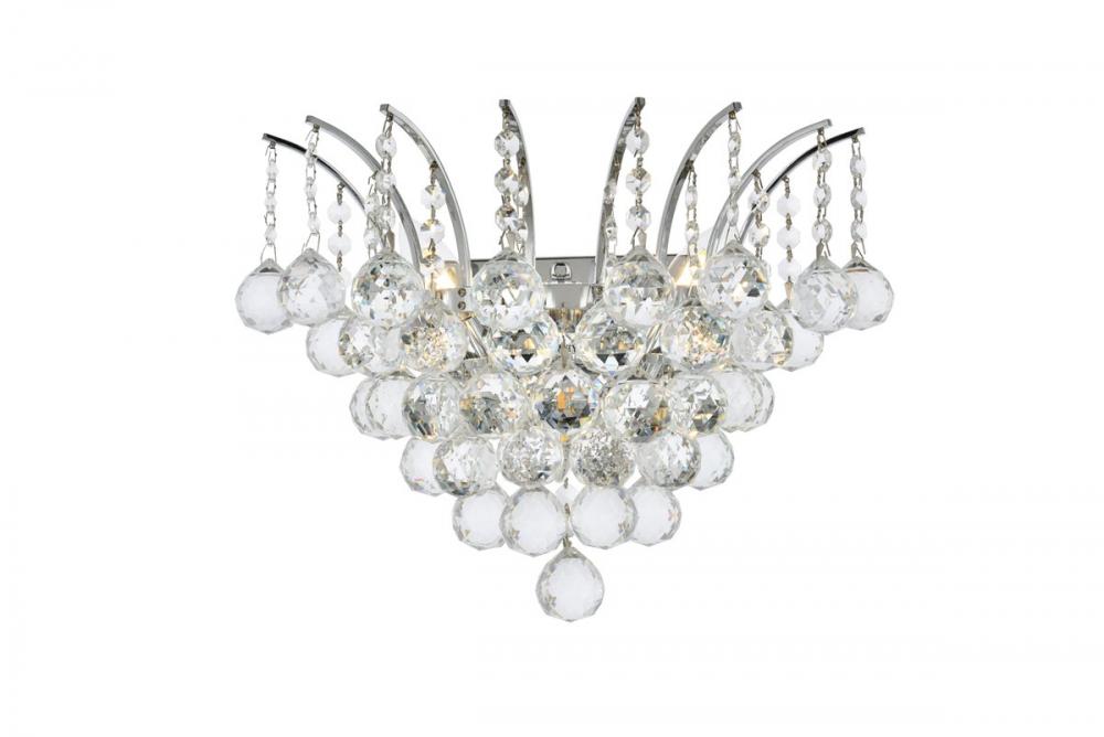 Victoria 3 Light Chrome Wall Sconce Clear Royal Cut Crystal