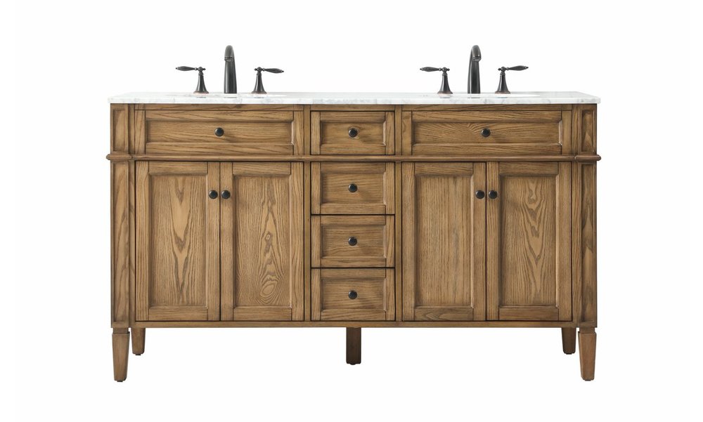 60 inch double bathroom vanity in driftwood