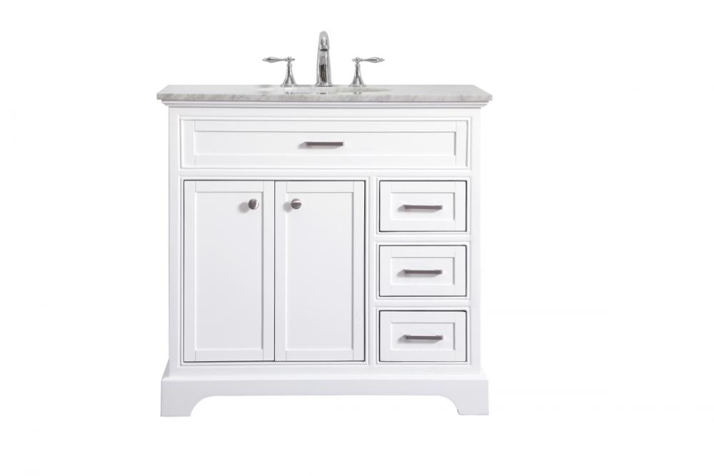 36 In. Single Bathroom Vanity Set In White