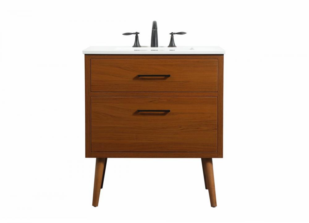 30 inch Single bathroom vanity in teak