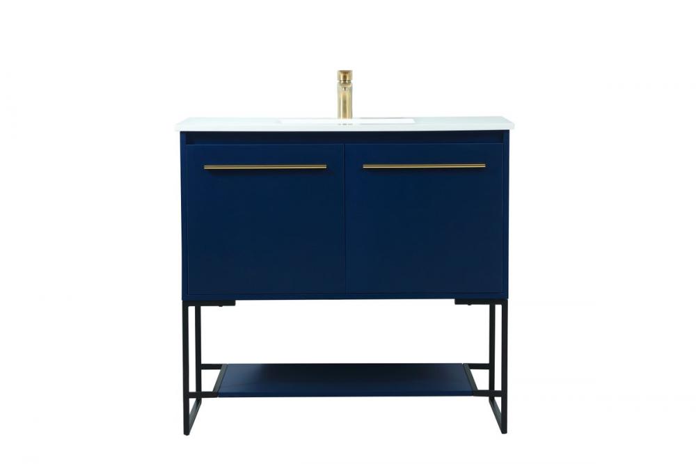 36 Inch Single Bathroom Vanity in Blue