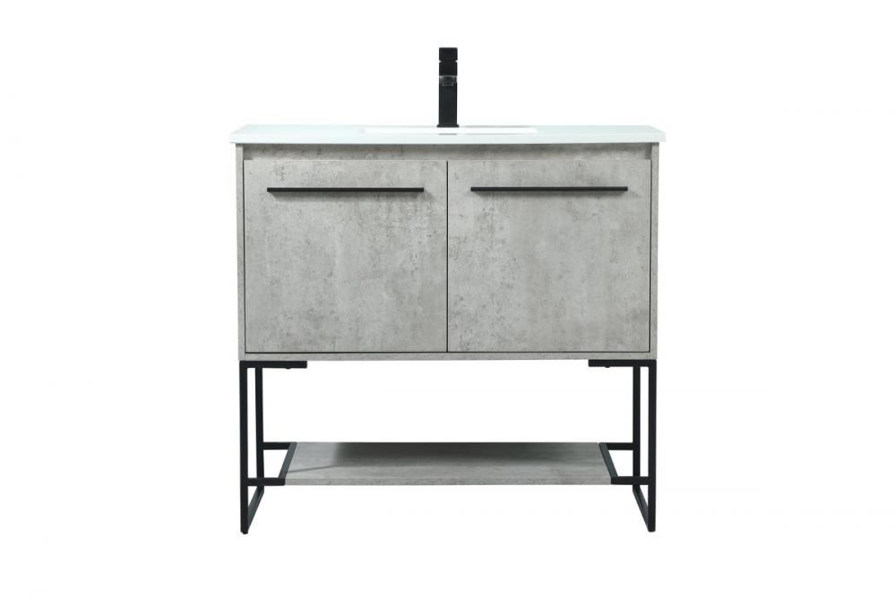 36 Inch Single Bathroom Vanity in Concrete Grey