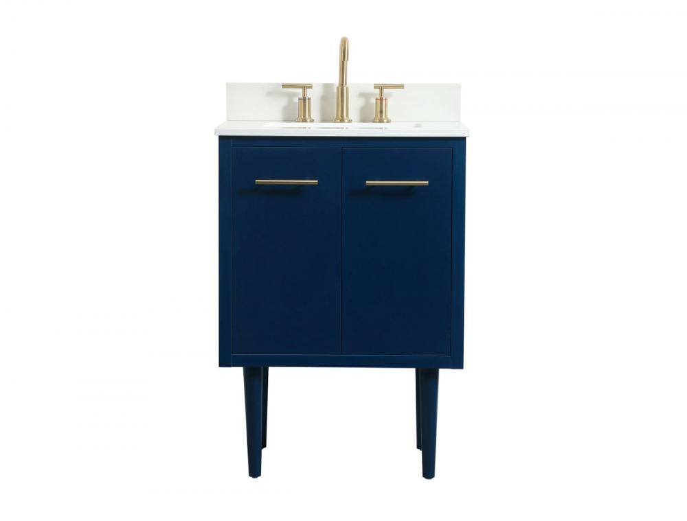 24 Inch Single Bathroom Vanity in Blue with Backsplash