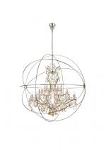 Elegant 1130G60PN-GT/RC - Geneva 25 Light Polished Nickel Chandelier Golden Teak (Smoky) Royal Cut Crystal