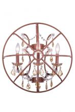 Elegant 1130W21RI-GT/RC - Geneva 3 Light Rustic Intent Wall Sconce Golden Teak (Smoky) Royal Cut Crystal