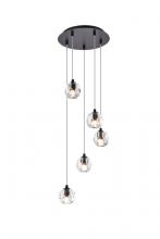 Elegant 3505G12BK - Eren 5 Lights Black Pendant