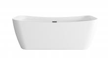 Elegant BT10467GW-MBK - 67 inch Soaking Bathtub in Glossy White with Matte Black Trim