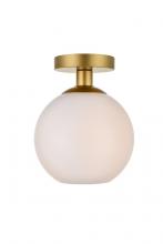 Elegant LD2205BR - Baxter 1 Light Brass Flush Mount With Frosted White Glass