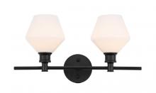 Elegant LD2313BK - Gene 2 Light Black and Frosted White Glass Wall Sconce