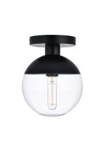 Elegant LD6051BK - Eclipse 1 Light Black Flush Mount With Clear Glass