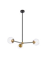 Elegant LD646D32BRK - Briggs 32 inch pendant in black and brass with clear shade