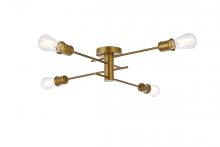 Elegant LD7050F26BR - Xavier 4 Lights Flush Mount in Brass