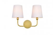 Elegant LD7322W16BRA - Colson 2 light Brass and Clear Bath Sconce