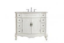 Elegant VF10142AW - 42 Inch Single Bathroom Vanity in Antique White